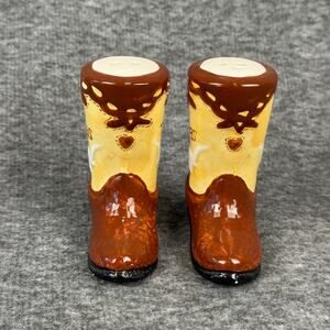 Texas Longhorn Boot Salt and Pepper Shaker Set of 2 Ceramic Lone Star State